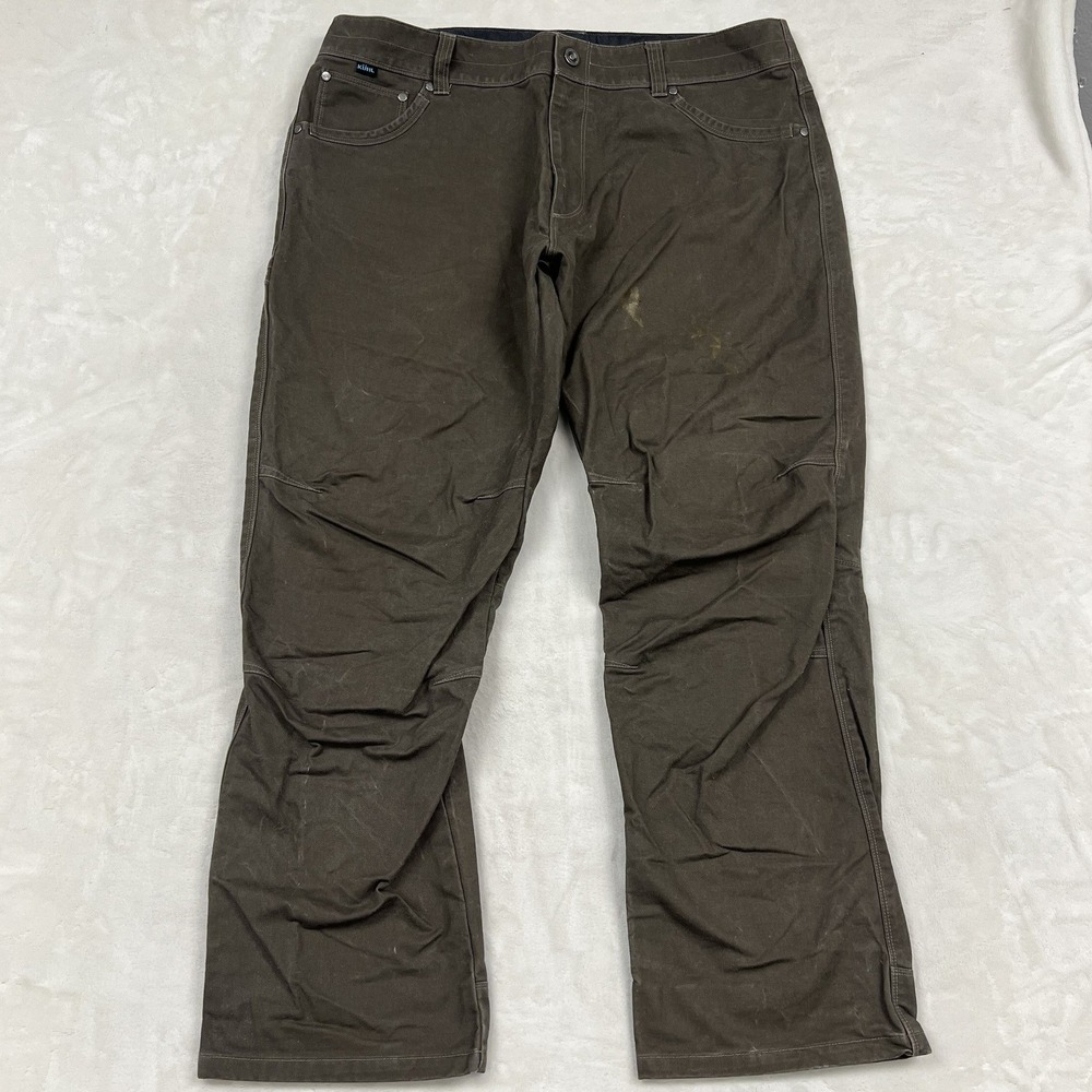 KUHL Rydr Pants Mens 38x30 Brown Cotton Blend Articulated Knee Utility Workwear